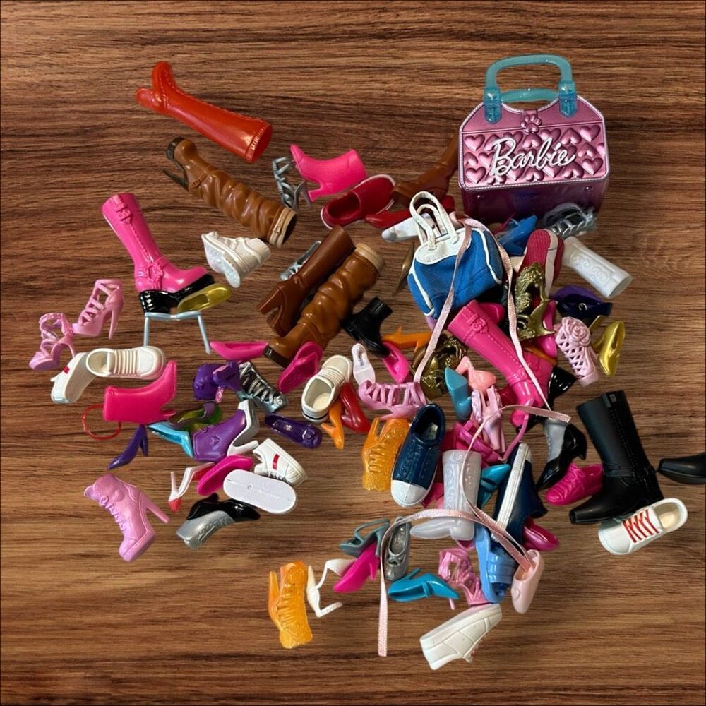 Barbie & Other Doll Shoes Mixed Lot Pairs Singles Boots Heels Bags